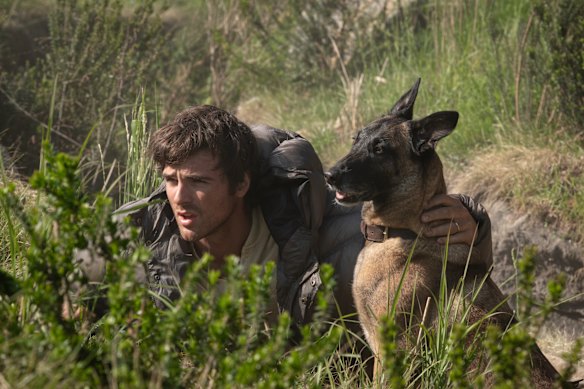 Jacob Elordi as Hig with his trusty canine companion Jasper in <i>The Dog Stars</i>.