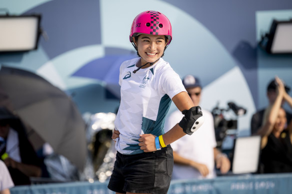Arisa Trew won gold in the women’s park skateboarding. 