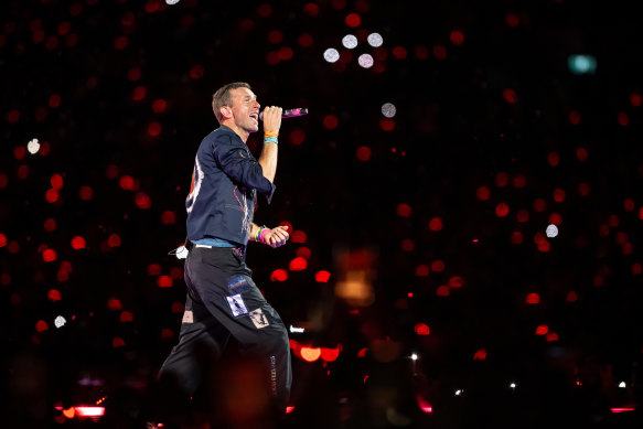 The relentlessly energetic Coldplay frontman, Chris Martin.