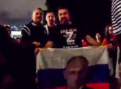 Srdjan Djokovic posing with the Russian supporters.