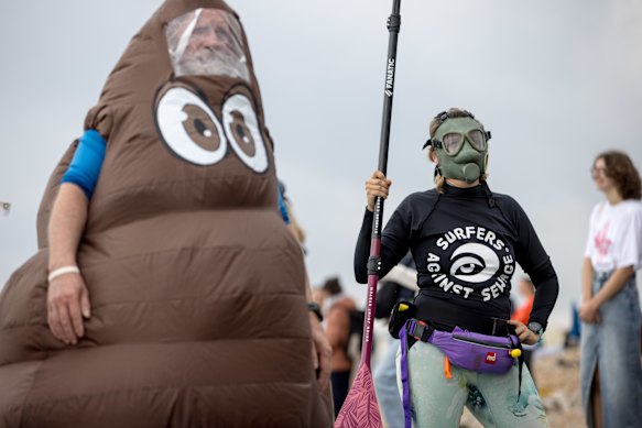 A protest by Surfers Against Sewage in Brighton, England in May 2024.
