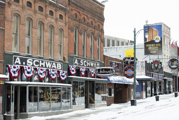  A mostly empty Beale Street in Memphis, as a winter storm gripped much of Tennessee.