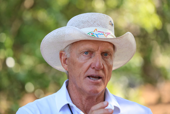 LIV Golf boss Greg Norman among the patrons during a practice round prior to this year’s Masters.