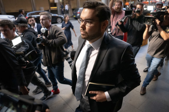 Bruce Lehrmann departs court after losing his defamation case against Network Ten and Lisa Wilkinson.