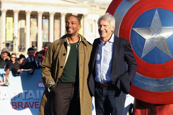 Mackie and Harrison Ford in London for a promotional event last month. 
