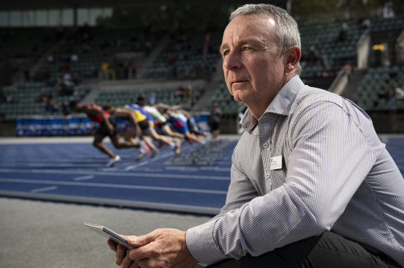 Darren Lang, head of sports strategy and planning co-ordinator at the Department of Education, at the state athletics championships.