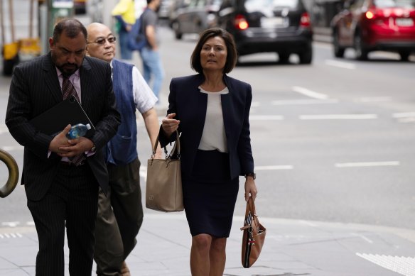 Helen Rosamond outside the Downing Centre District Court on Tuesday.