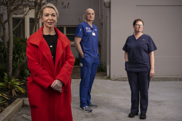 Southern Cross Care chief operating officer Gaynor Squillacioti (left), with University of Sydney researchers Professor Ramon Shaban and Professor Kate Curtis.