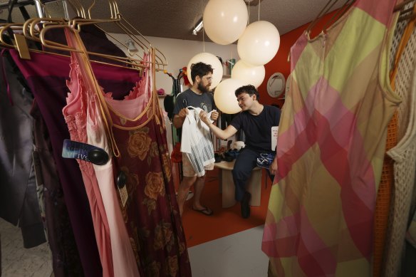 Greg Steele and Luca Davies at Lost and Found Market in Fitzroy.