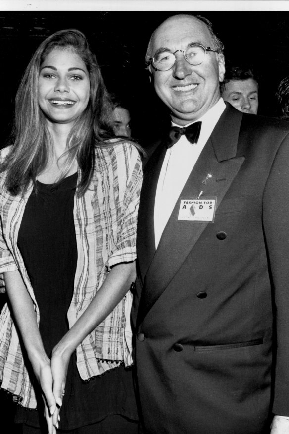 Elaine George with modelling icon Peter Chadwick in 1994 after she signed with the agency.