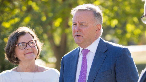 Labor's Anthony Albanese joins ALP candidate for Batman Ged Kearney on the hustings on Friday.