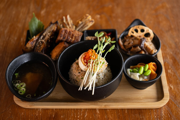 The Zen-inspired “Godai” tofu breakfast plate.