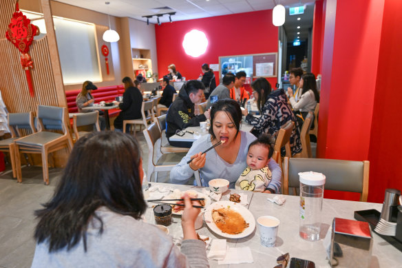 Customers of all ages enjoy the soy-braised duck at Ducklicious in Clayton.