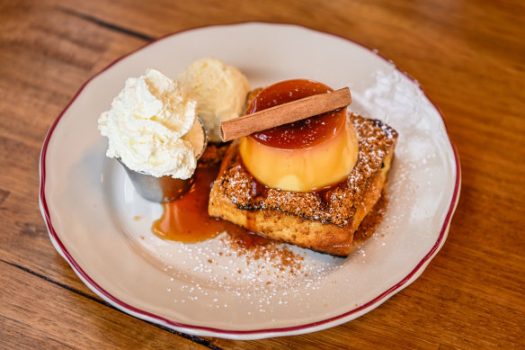 Honey butter toast with creme caramel.