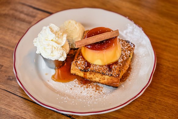 Honey butter toast with creme caramel.