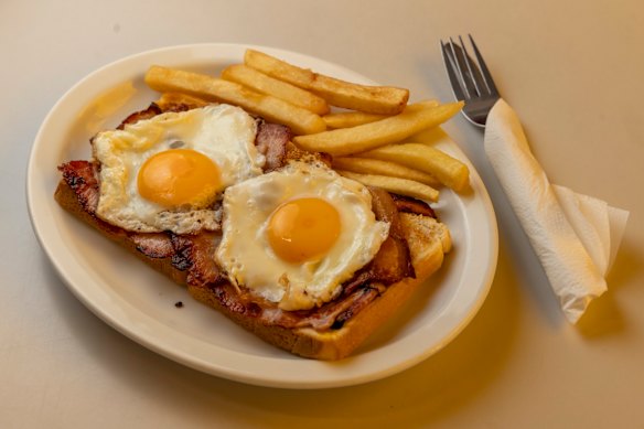 Classic bacon and eggs at Embassy Cafe.