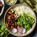 Sticky pork sausage rice bowls.