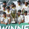 Australia celebrate their series victory in Pakistan this year.