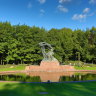 A monument to Chopin in the Lazienki Park at autumn, Warsaw, Poland.