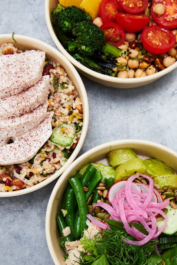 A selection of salads are available.
