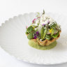 The hyper-seasonal menu features produce grown on the farm.