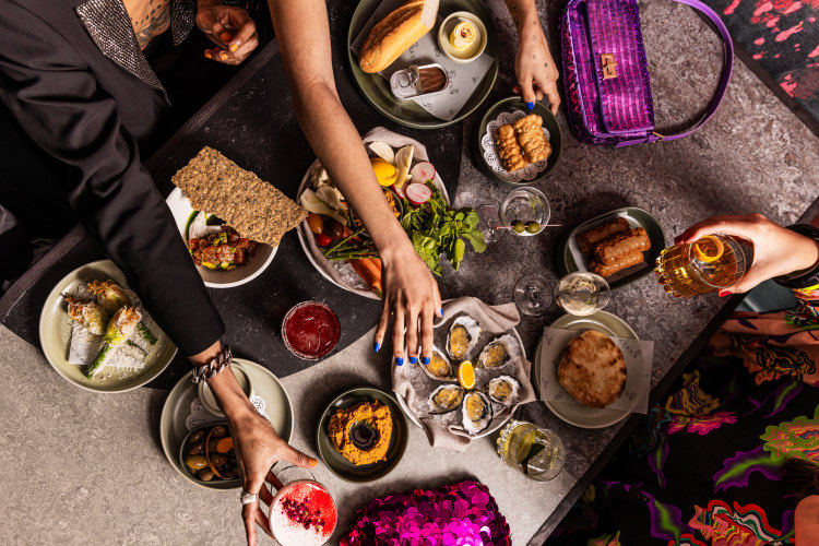 A selection of share-friendly snacks from the Mediterranean-inspired menu at the new-look Rooftop at QT.