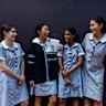 It’s over: HSC students Rebecca Price, Rhiannon Trang, Tamika  Rodrigo and Sarah Johnston relax following their final year 12 Higher School Certificate (HSC) exam at Mercy College in Chatswood.