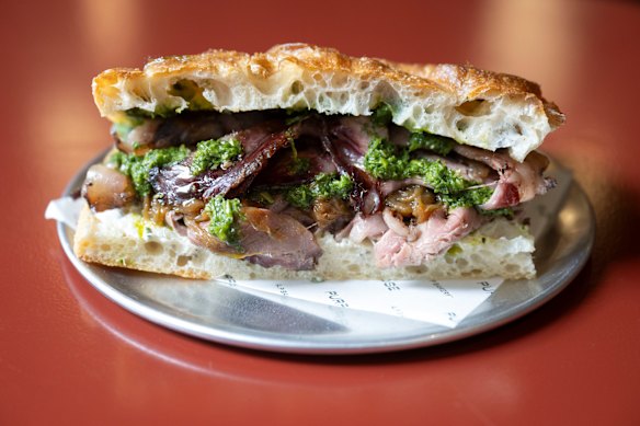 Hot beef sandwich.