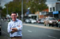 Deputy leader of the Nationals, David Littleproud, campaigning in Shepparton during the federal election campaign. He will challenge Barnaby Joyce for the party leadership on Monday.