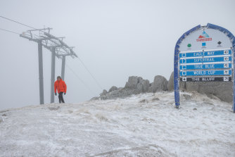 Thredbo has received its first snow of the season, a month before the official ski season gets underway