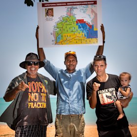 Traditional owners protesting fracking. 