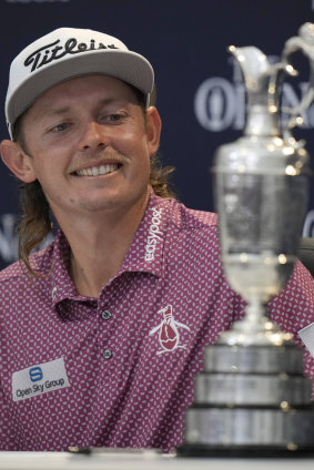 Cameron Smith with the claret jug trophy last July.