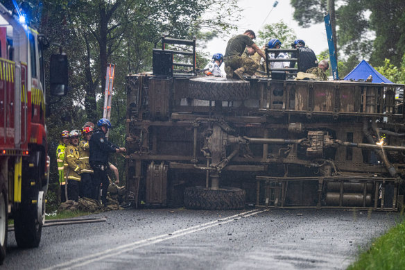 A rescue operation got under way after an army tanker rolled south of Lismore.