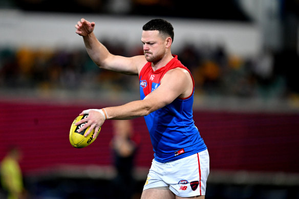 Backline general Steven May won’t be available for selection at Melbourne for round 22.
