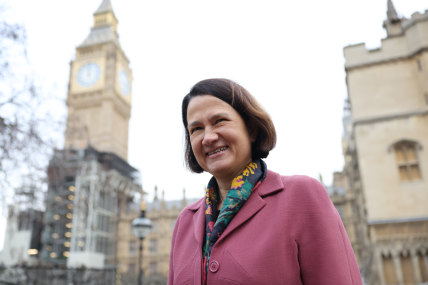 Labour MP Catherine West, Shadow Foreign Minister, in front of Big Ben. 