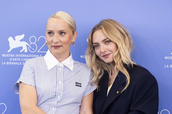 Mona Fastvold and Amanda Seyfried at last year’s Venice International Film Festival.