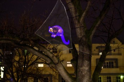 University Square is now home to this holographic possum, created by artist Mikala Dwyer.