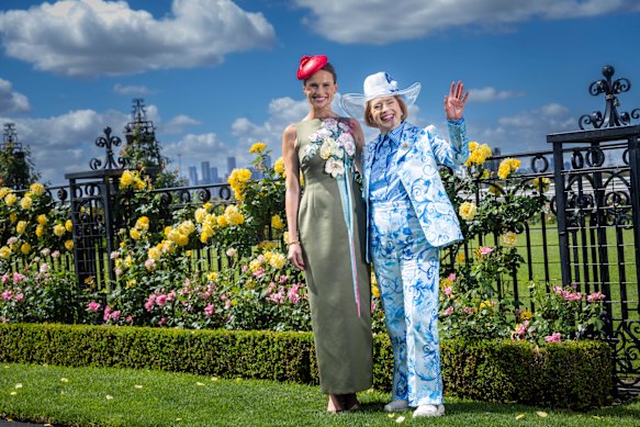 Gai Waterhouse (right) with Francesca Cumani at the launch of the Melbourne Cup carnival on Monday.