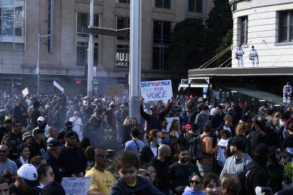 Thousands of people march through Sydney on Saturday. 