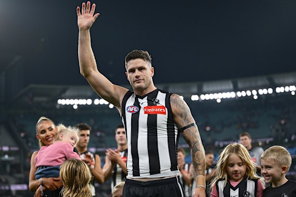 Crisp leaves the field with his family after his record-breaking night.