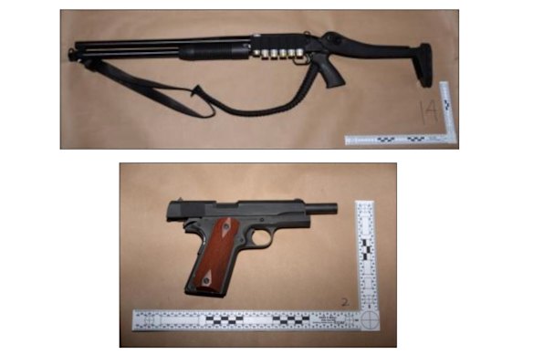 Some of the weapons and shotgun ammunition that Cole Tomas Allen allegedly had in his possession.