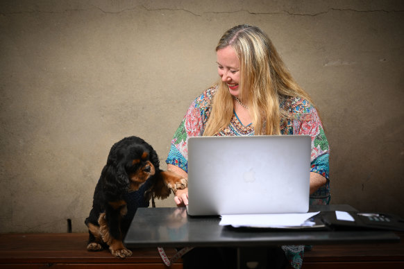 Stray pets network coordinator Therese Gardner and her rescue dog Buddy.