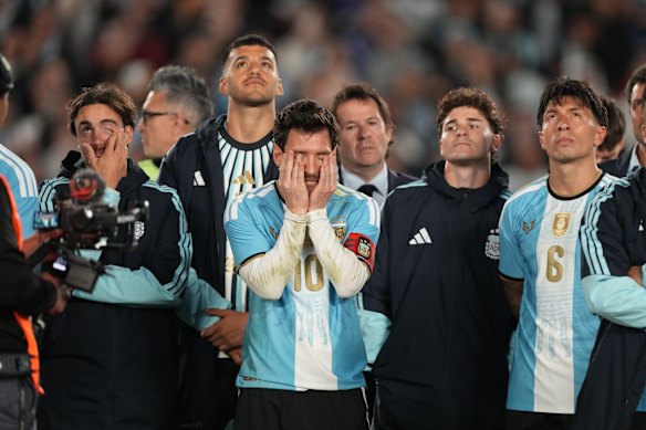 An emotional Lionel Messi after his final match for Argentina.