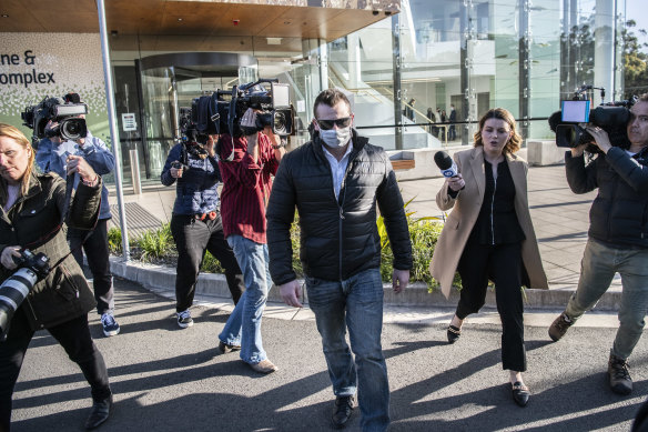 Anthony Koletti departs the coronial inquest into the disappearance and presumed death of his wife Melissa Caddick on Tuesday.