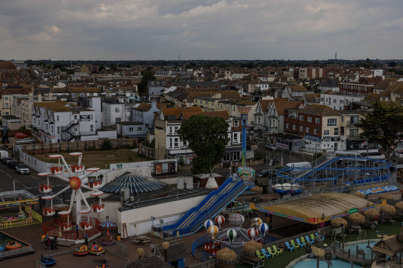 O vedere cu vedere la orașul de pe litoral Clacton-on-Sea, unde Nigel Farage candidează.