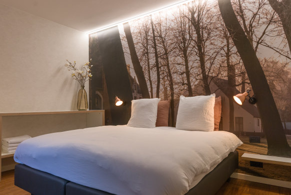 Comfortable and clean rooms with a statement piece on the walls.
