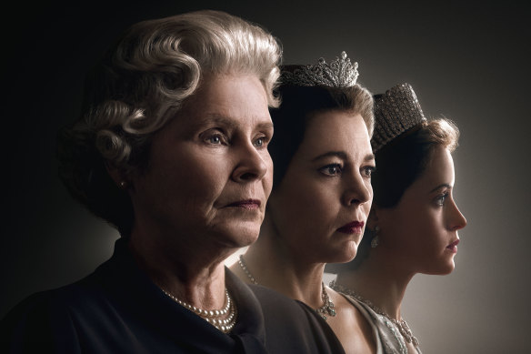 Three queens: Imelda Staunton, Olivia Colman and Claire Foy from The Crown.