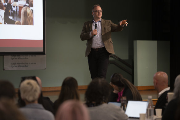 Behaviour adviser Tom Bennett at Marsden Road Public in Sydney’s south-west on Tuesday.