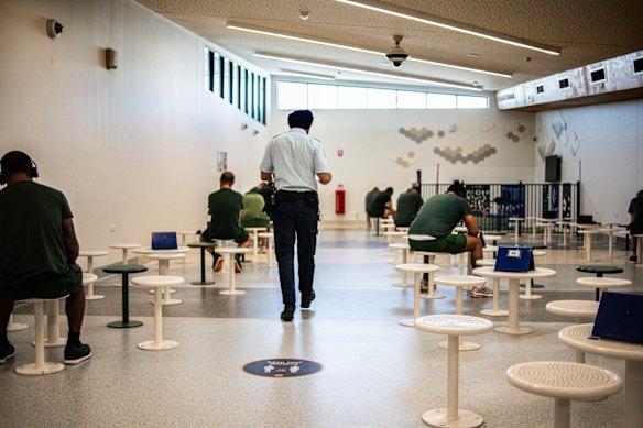 Prisoners conduct 40-minute video calls with their families.