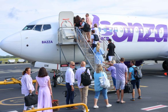 Bonza’s first commercial flight departing Sunshine Coast Airport.